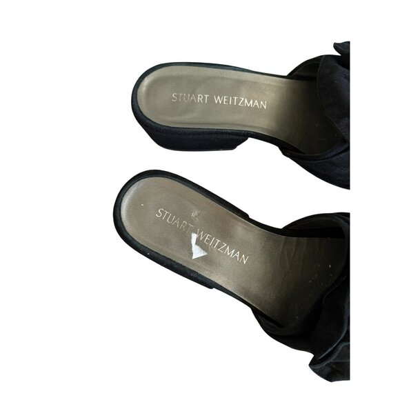 STUART WEITZMAN Black Suede Bow Sandals Heels Size 6.5 - Picture 8 of 11